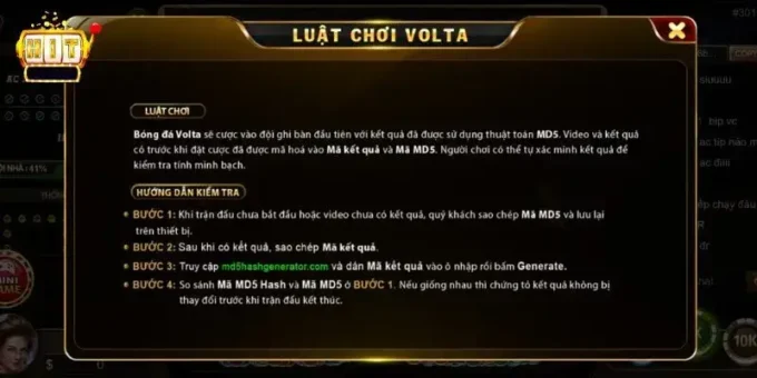 Luật Chơi Volta MD5 HitClub